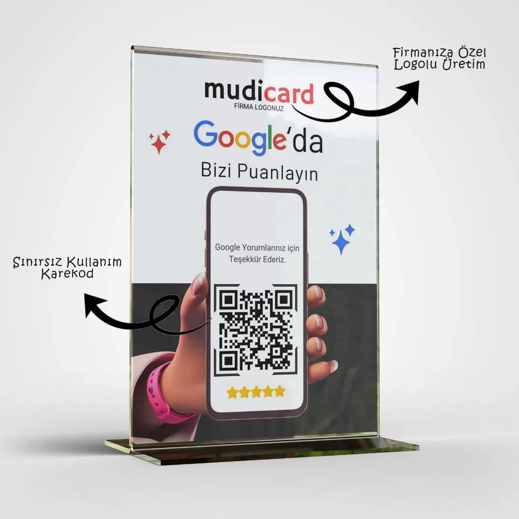 Google Yorum Kartı Standı 5 Yıldızlı Değerlendirme İçin Masaüstü QR Kodlu Yorum Kartı fiyat, özellikler ve satın alma