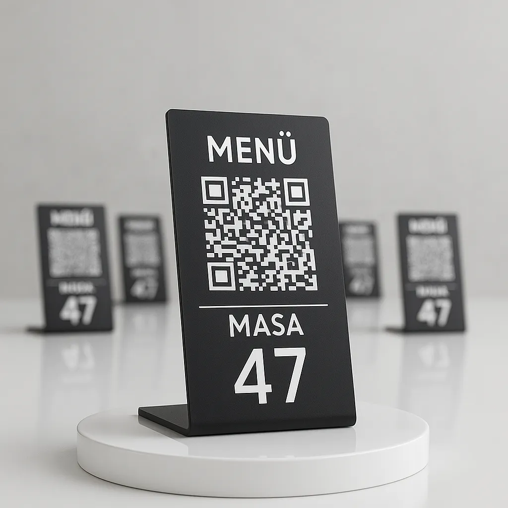 Siyah QR Menü Standı Numaralı Karekod Masa Standı