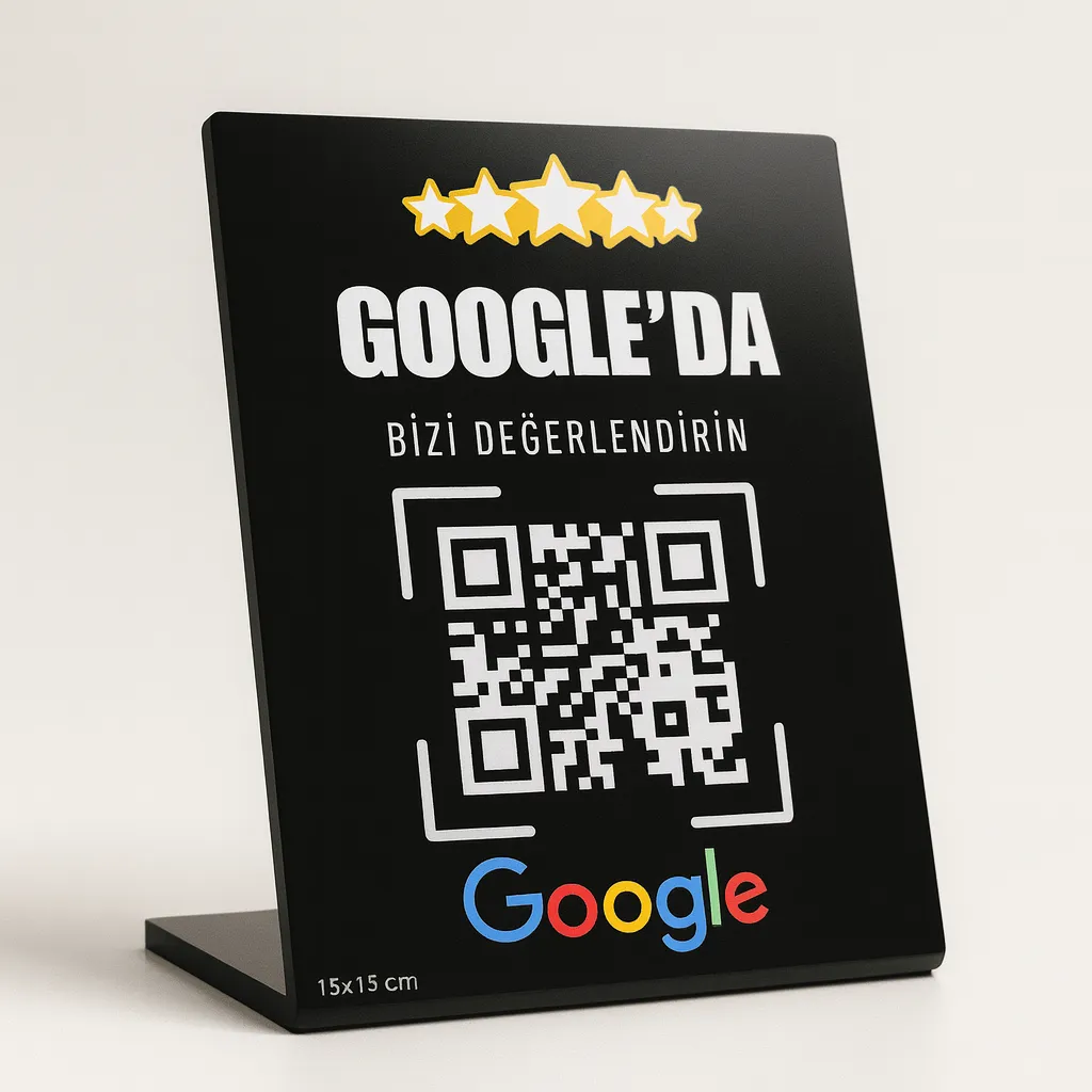 Siyah Google Yorum Standı QRNFC Masaüstü Puan Standı fiyat, özellikler ve satın alma