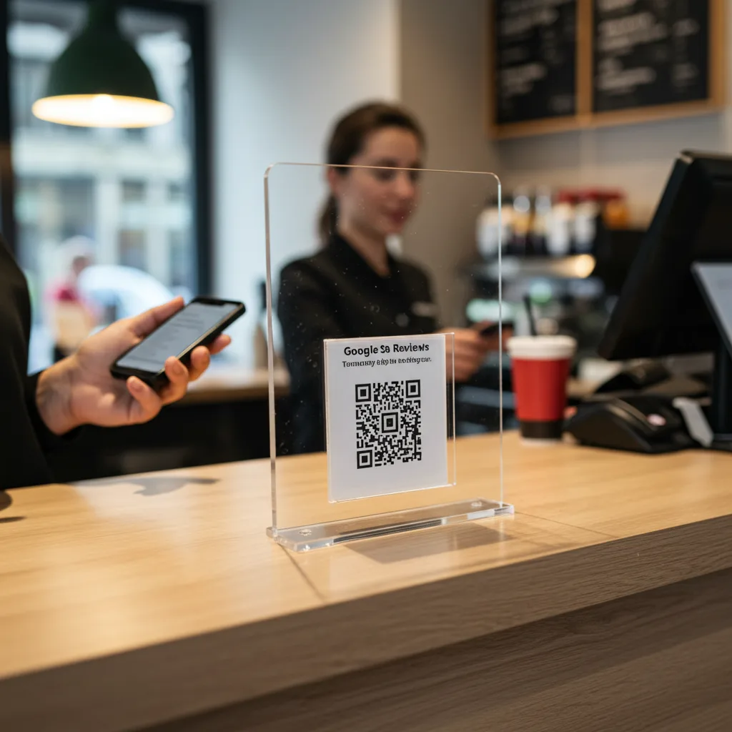 Google Yorum Standı — Masaüstü QR Kodlu Pleksi Kartlar Profesyonel