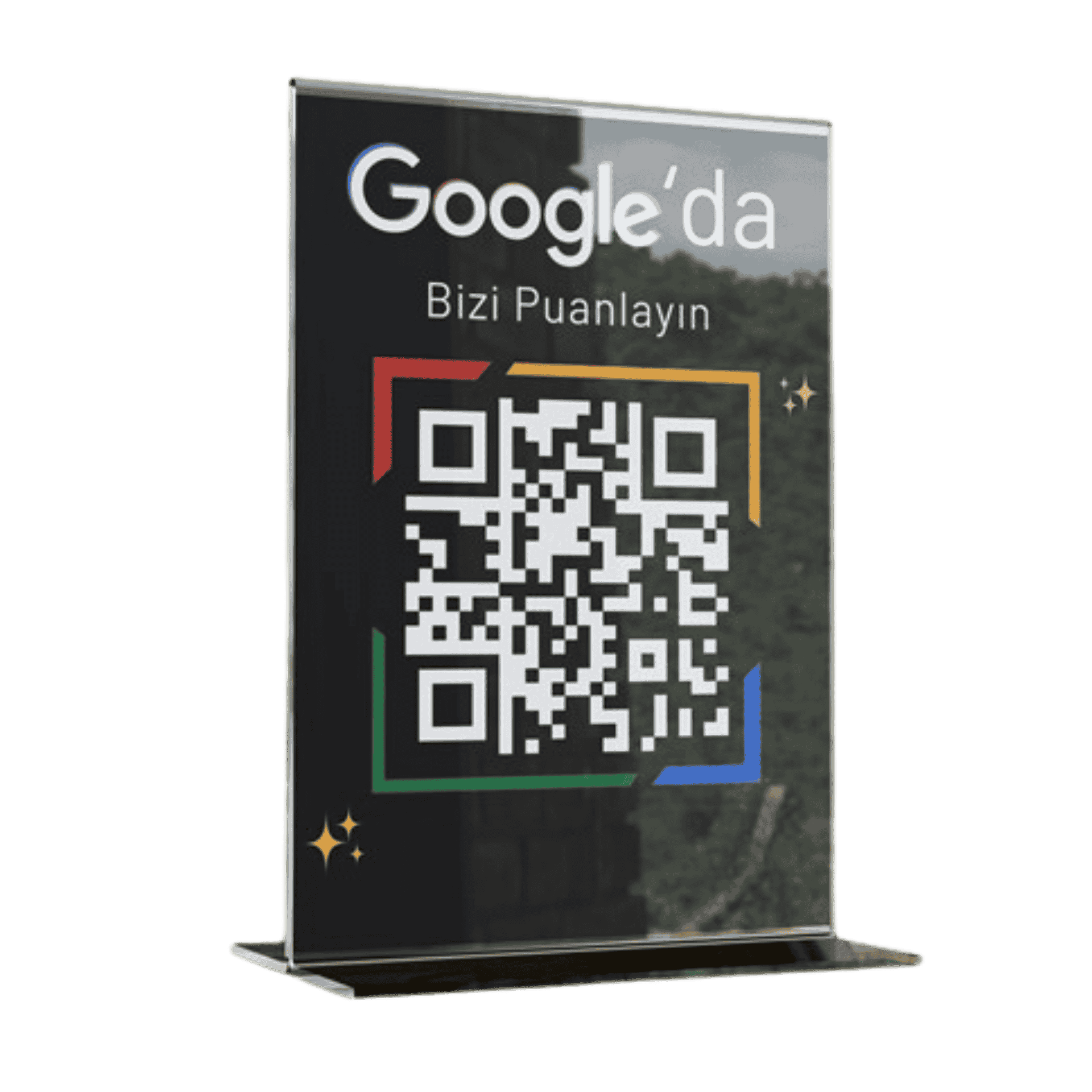 Google yorum standı: modern ayaklı stand ve QR/NFC etkileşimi
